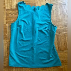 Smak parlour teal scallop sleeveless blouse XL unique vintage